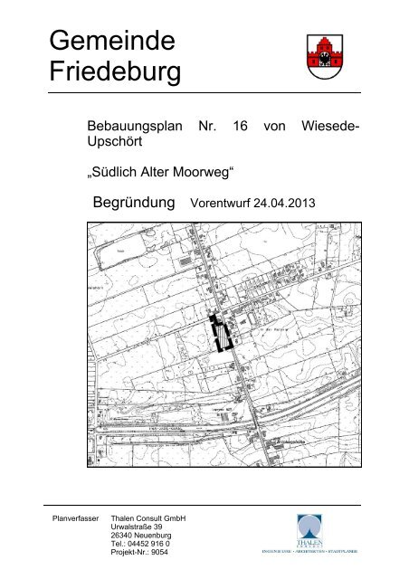 Begründung zum Bebauungsplan - Friedeburg