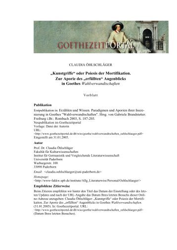 wahlverwandtschaften_oehlschlaeger.pdf - Das Goethezeitportal