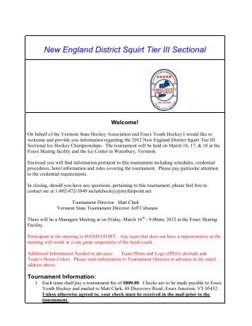 New England District Squirt Tier III Sectional