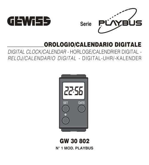 GW 30 802 OROLOGIO/CALENDARIO DIGITALE - Gewiss