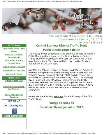 eNewsletter 02/22/12 - The Village of Glen Ellyn