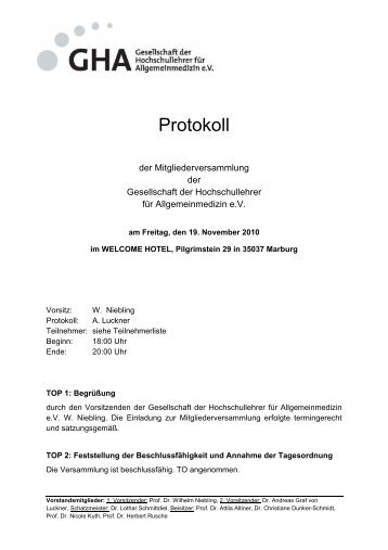 Protokoll der MV 2010 - GHA