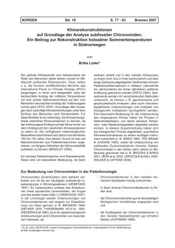 Klimarekonstruktionen auf Grundlage der Analyse subfossiler ...