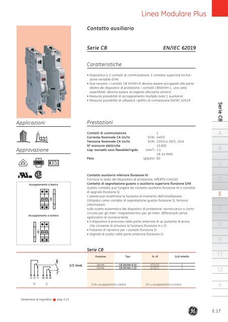 Interruttori modulari UL/CSA - G E Power Controls