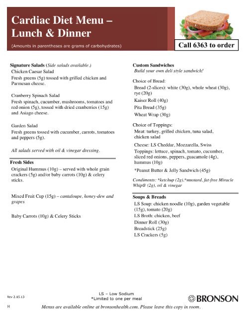 Cardiac Diet Menu Lunch Dinner cardiac-diet-menu-lunch-dinner