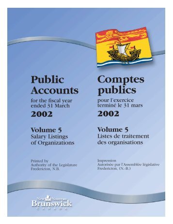 Volume 5 - Gouvernement du Nouveau-Brunswick