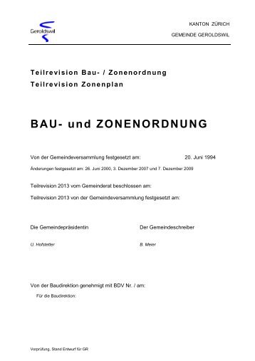 Teilrevision Bau-/Zonenordnung - Geroldswil