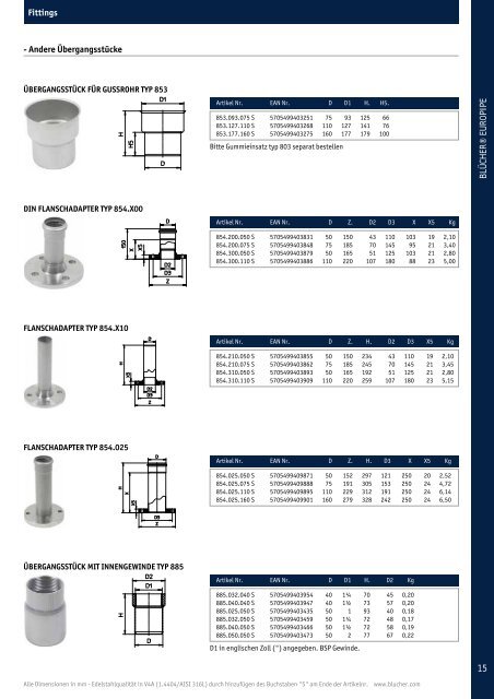 BLÜCHER® Europipe Produktkatalog für Rohre und Fittings