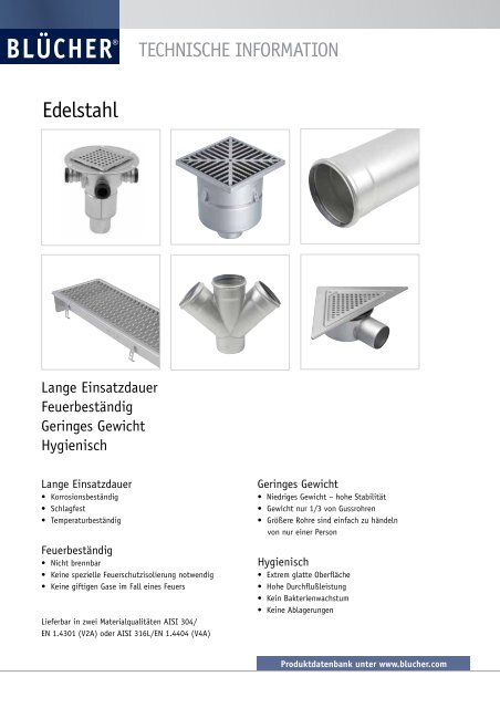 BLÜCHER® Europipe Produktkatalog für Rohre und Fittings