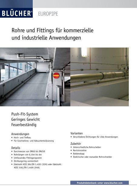 BLÜCHER® Europipe Produktkatalog für Rohre und Fittings