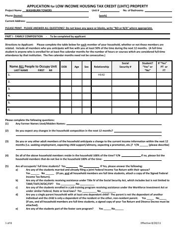 APPLICATION for LOW INCOME HOUSING TAX CREDIT ... - Clyde