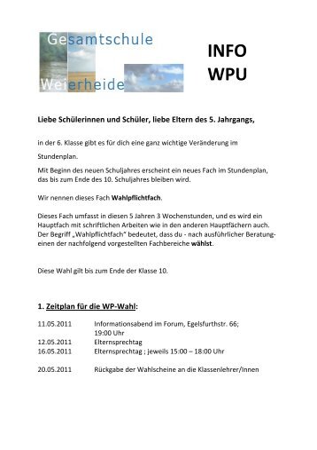 INFO WPU - Gesamtschule Weierheide