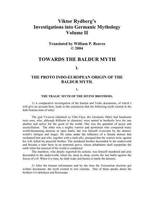 Towards the Baldur Myth - Germanic Mythology