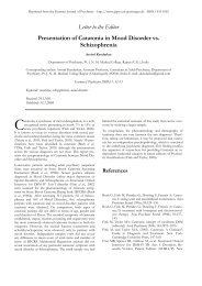 Presentation of Catatonia in Mood Disorder vs. Schizophrenia