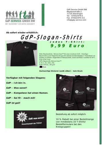 GdP-Slogan-Shirts - GdP Stuttgart RP LPD