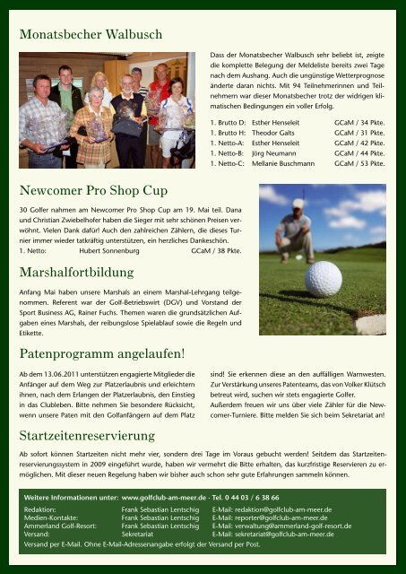 Newsletter Juni 2011 - Golfclub am Meer