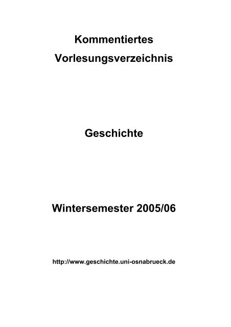 Das kommentierte Vorlesungsverzeichnis Wintersemester 2005 ...