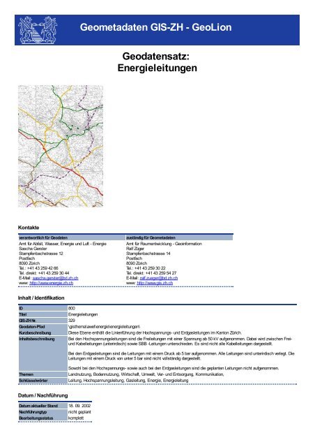 Energieleitungen - GIS-ZH - Kanton Zürich