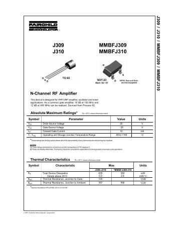 J309 / J310 / MMBFJ309 / MMBFJ310 N-Channel RF Amplifier