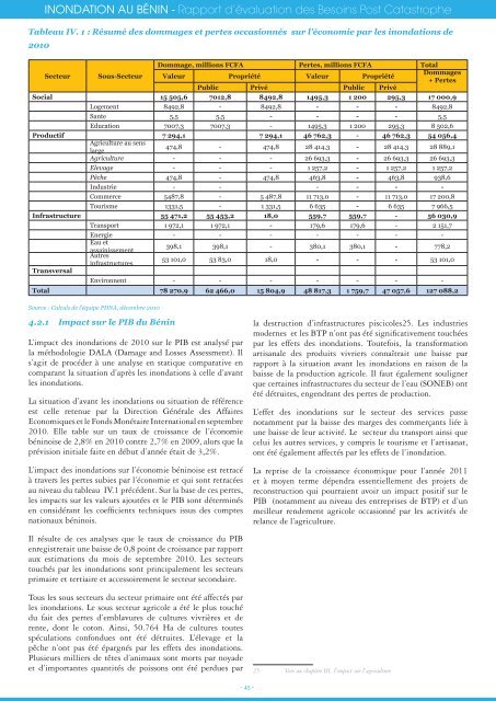 INONDATION AU BéNIN - Rapport d'évaluation des ... - GFDRR