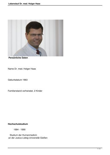Lebenslauf Dr. med. Holger Haas - Gemeinschaftskrankenhaus ...