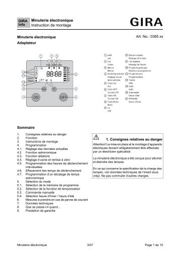 Minuterie électronique Instruction de montage - Gira