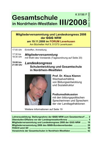 Gesamtschule in Nordrhein-Westfalen III/2008 - GGG-NRW