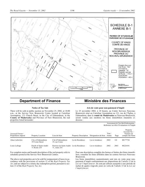 The Royal Gazette Gazette royale - Gouvernement du Nouveau ...