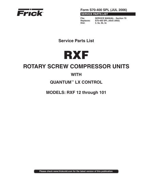 Frick rxf 68 shaft seal manual hydraulic