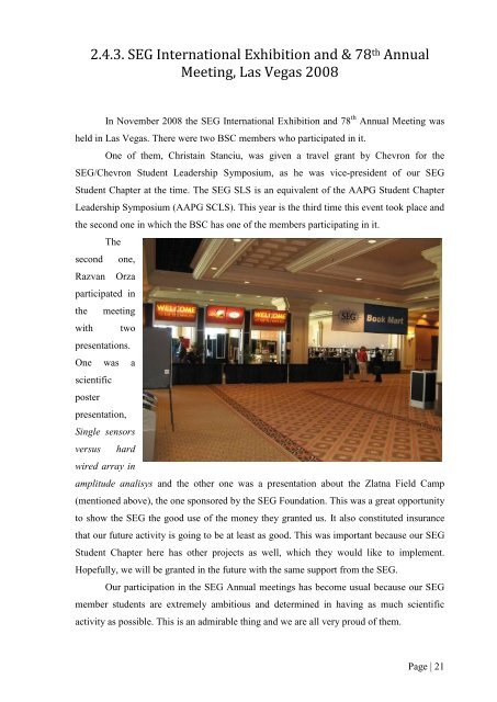 Bucharest Student Chapter final report - geo.edu.ro