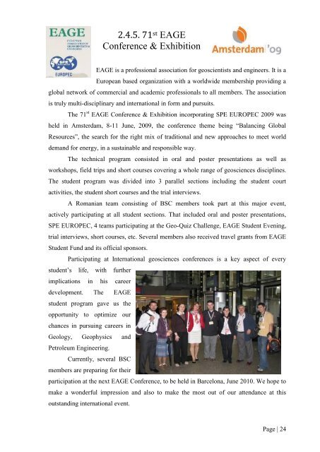 Bucharest Student Chapter final report - geo.edu.ro