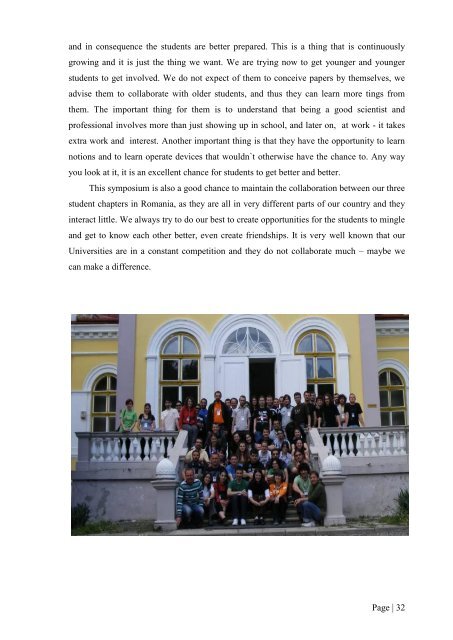 Bucharest Student Chapter final report - geo.edu.ro