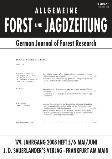 ALLGEMEINE German Journal of Forest Research