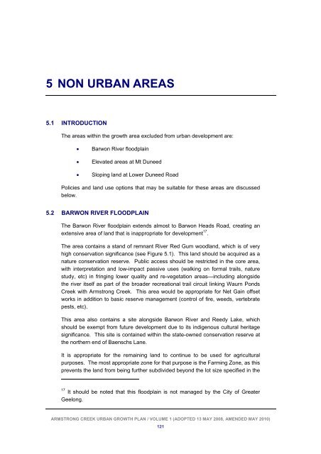 armstrong creek urban growth plan volume 1 - City of Greater Geelong