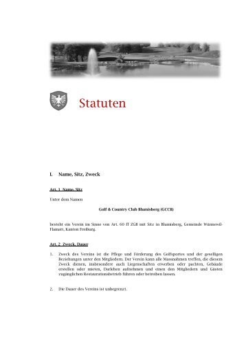 Statuten - Golf & Country Club Blumisberg