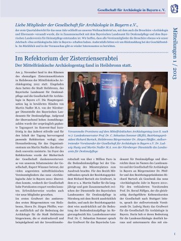 1-2013 (pdf) - Gesellschaft für Archäologie in Bayern eV
