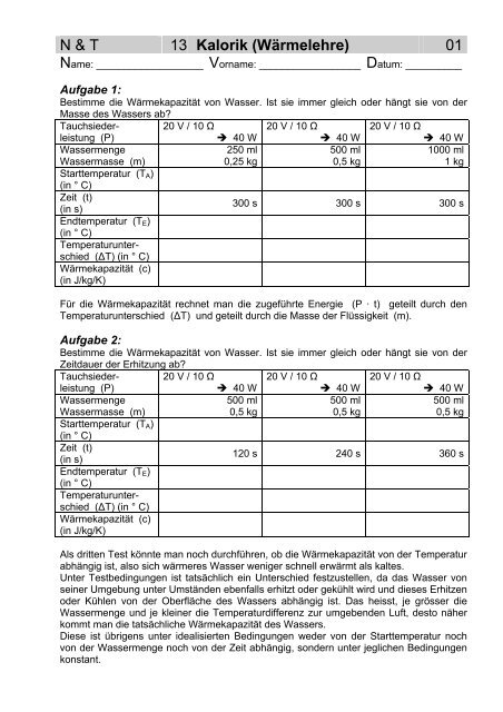 N & T 13 Kalorik (Wärmelehre) 01 - Gegenschatz.net