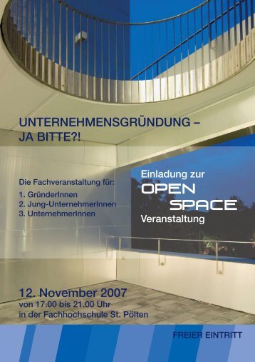 12. November 2007 UNterNehmeNSgrüNdUNg – ja bitte?!