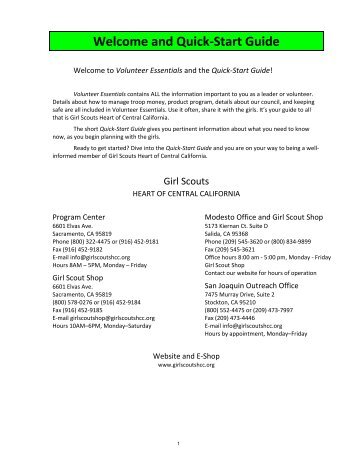 and Quick-Start Guide - Girl Scouts Heart Of Central California