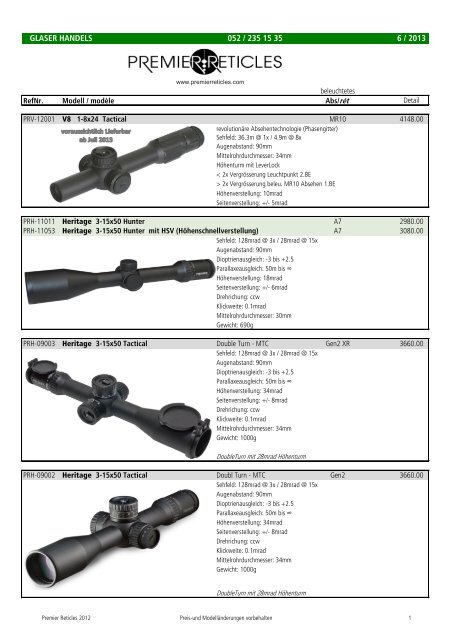 Premier Reticles - Glaser Handels AG