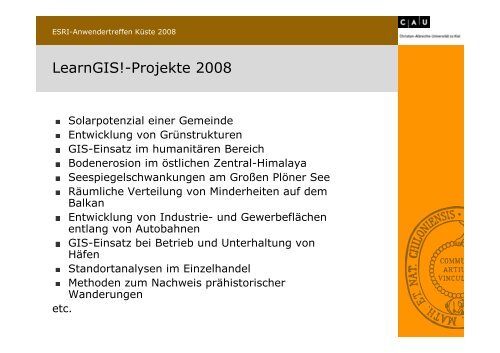 Von der Welt ins GIS – Ideen für GIS-Anwendungen ... - AG GIS-Küste