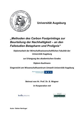 Universität Augsburg „Methoden des Carbon Footprintings zur ...