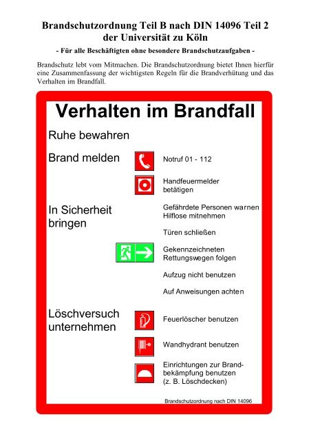 Brandschutzordnung der Universität zu Köln