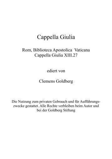 Cappella Giulia - Goldberg Stiftung