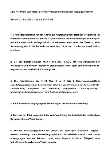 Sofortige Vollziehung im Nachbesetzungsverfahren Beschl. v. 12.5 ...