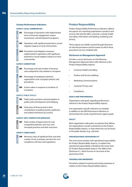 G3.1 Sustainability Reporting Guidelines - Global Reporting Initiative