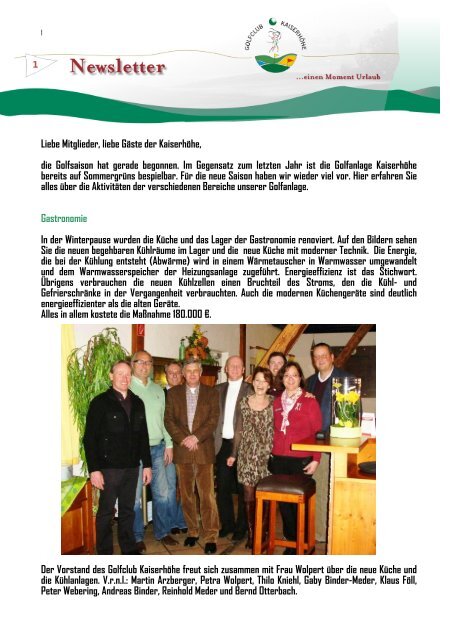 Newsletter 1/11 - Golfclub Kaiserhöhe