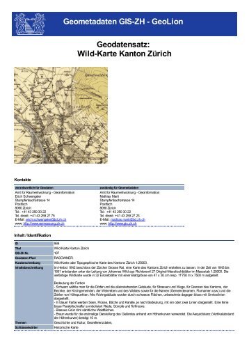 Wild-Karte Kanton Zￃﾼrich - GIS-ZH - Kanton Zürich