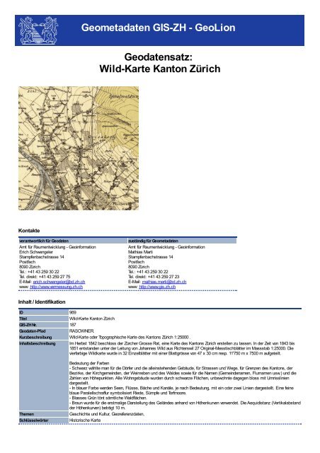 Wild-Karte Kanton Zￃﾼrich - GIS-ZH - Kanton Zürich