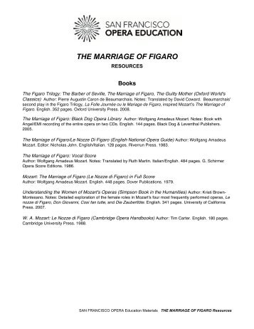 The Marriage of Figaro Resources - San Francisco Opera